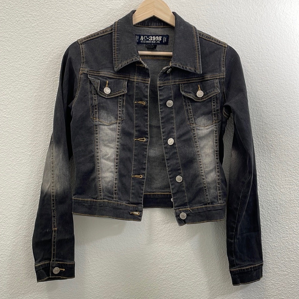 Access Basic Blue Jeans Faded Grey Denim Jacket
